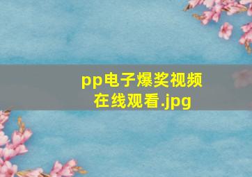 pp电子爆奖视频在线观看